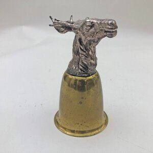 Deer Silver Tone Stag Head Stirrup Goblet Cup Brass 6 Inches Tall Vintage